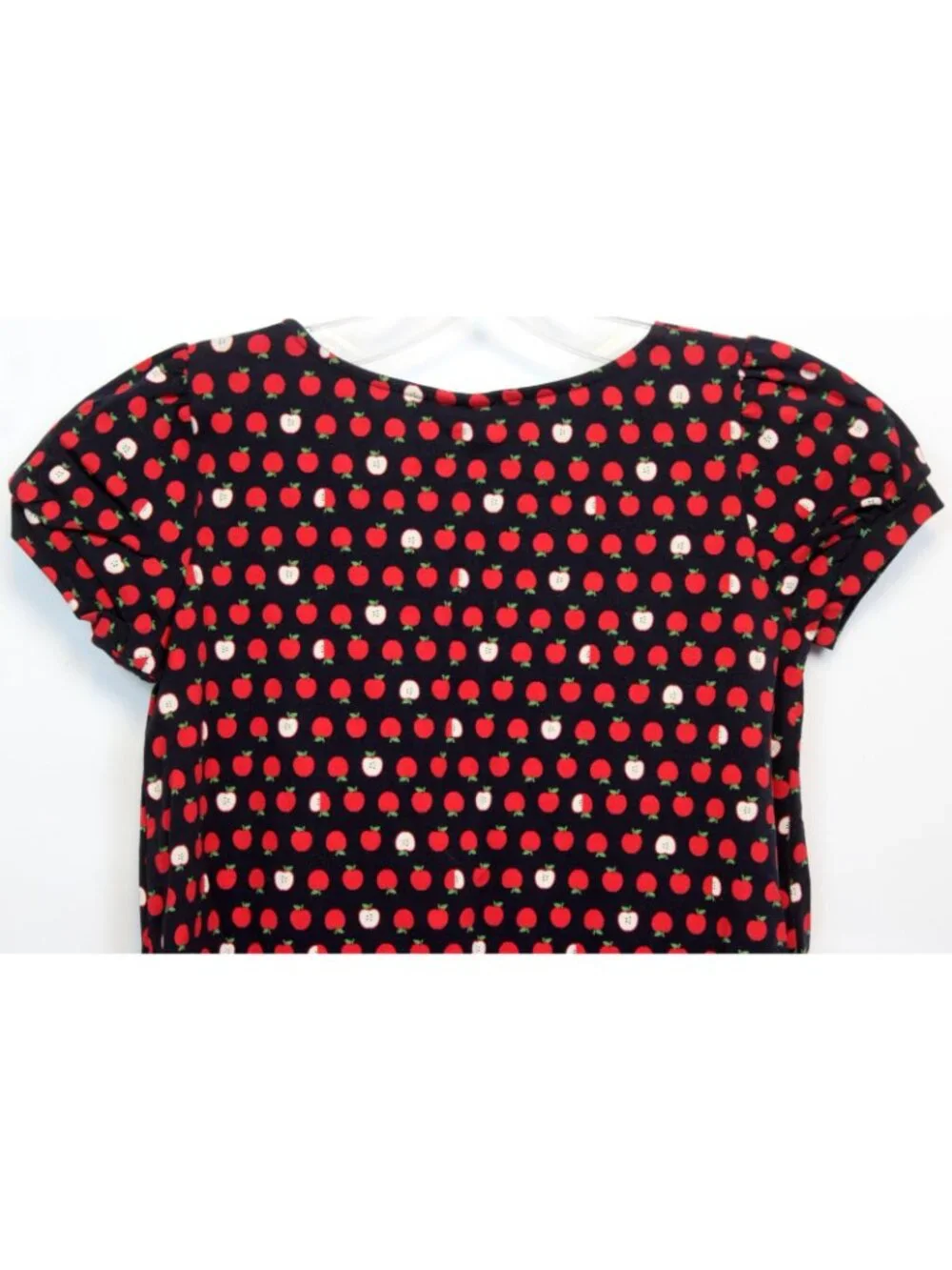 2008 Gymboree Prep School Apple  Dress Sz  10 Navy Blue Red Print School T-shirt